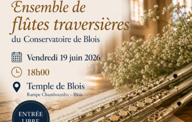 Concert de l&rsquo;ensemble de flûtes traversières du Conservatoire au Temple de Blois