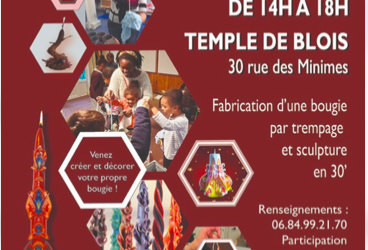 Un atelier de fabrication de bougies au temple de Blois